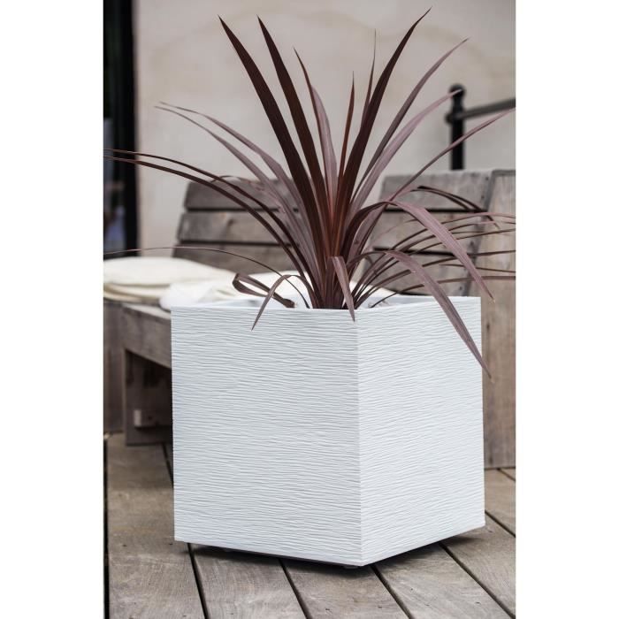 EDA Pot carré Graphit - 39 x 39 x 43 cm - Contenance 31L - Blanc cérusé