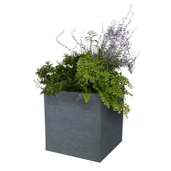 EDA Pot carré Graphit - 39 x 39 x 43 cm - 31 L - Gris anthracite