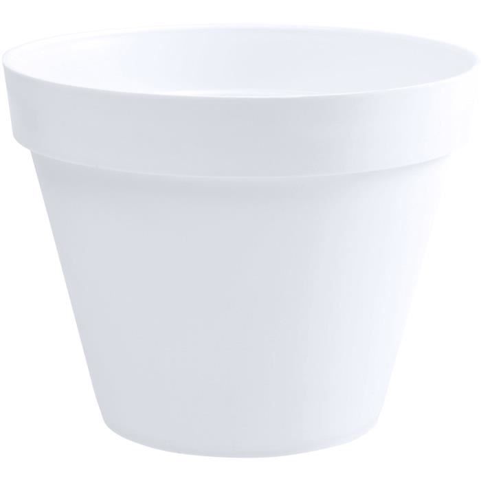 EDA Pot de fleur rond Toscane - Ø 40 x H 32 cm - 23 L - Blanc