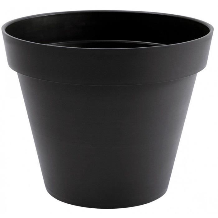 Pot de fleur rond Toscane - EDA PLASTIQUE - Ø 48 x H 40 cm - 43 L - Gris anthracite