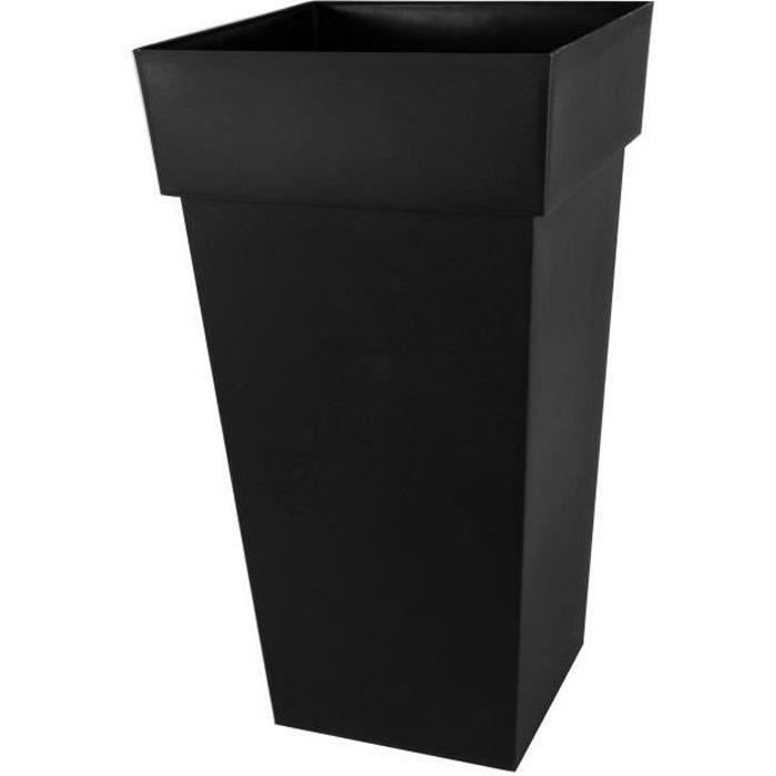 EDA Pot de fleurs XXL Toscane - Carré - 43,3 x 43,3 x H 80 cm - 98 L - Gris anthracite