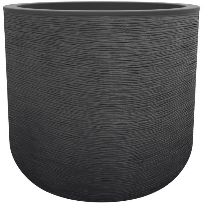 EDA PLASTIQUE - Pot rond 40 cm Graphit'Up - 32,5 L - Gris anthracite