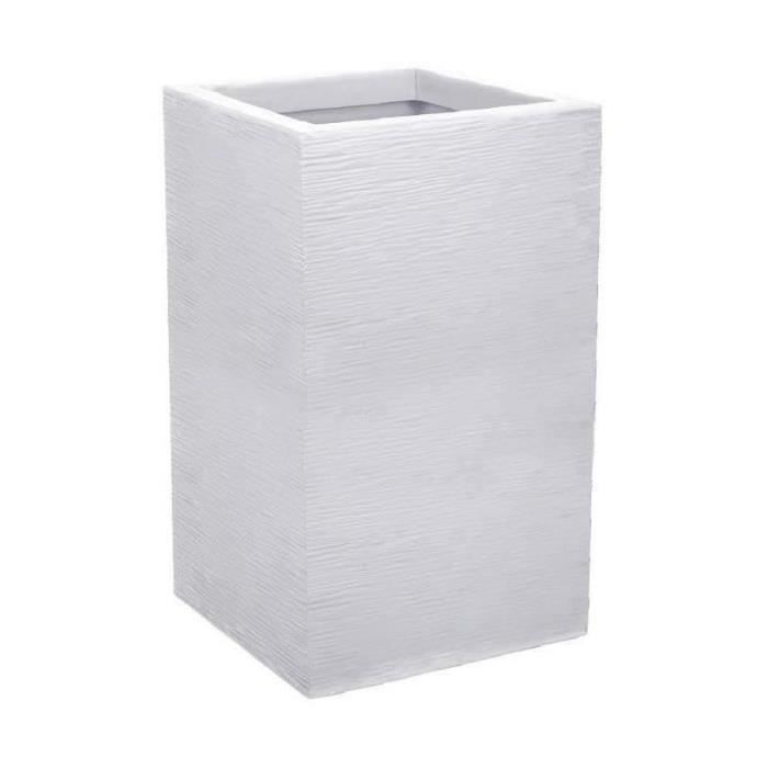 EDA Bac a Fleurs Carré Haut Graphit Up - 36 L - 29,5 x 29,5 cm x 49,5 cm - Blanc cérusé