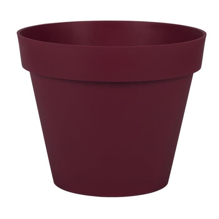 EDA Pot de Fleur Rond TOSCANE Ø 30 cm - Volume 10 L - Ø 29,5 x H.24 cm - Rouge bourgogne