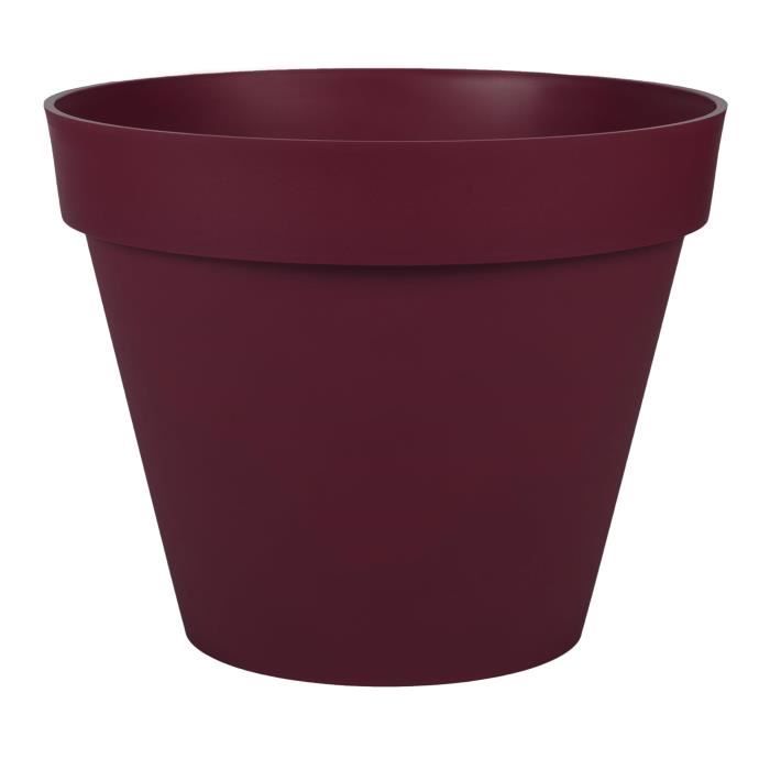 EDA Pot de Fleur Rond TOSCANE Ø 40 cm - Volume 23 L - Ø 39,5 x H.31 cm - Rouge bourgogne