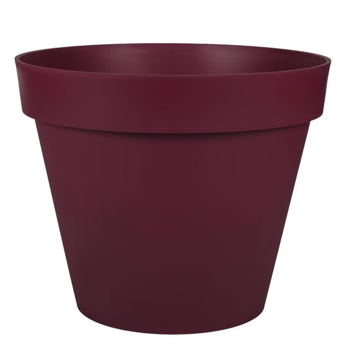 EDA Pot de Fleur Rond TOSCANE Ø 48 cm - Volume 43 L - Ø 47,5 x H.39 cm - Rouge bourgogne