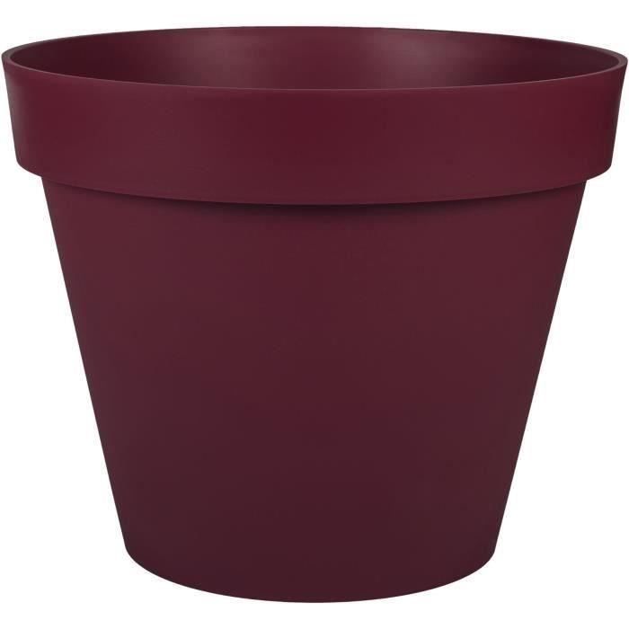 EDA Pot de Fleur Rond TOSCANE Ø 48 cm - Volume 43 L - Ø 47,5 x H.39 cm - Rouge bourgogne