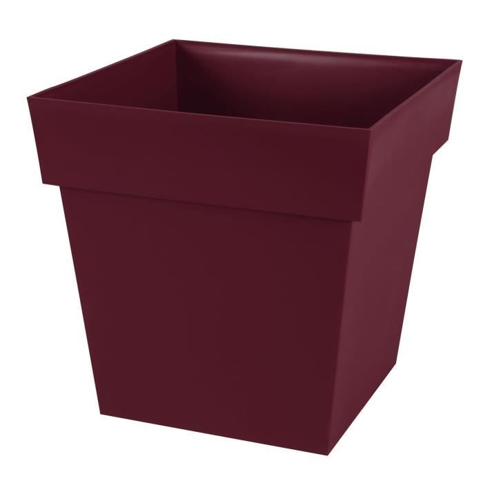 EDA Pot de Fleur Carré TOSCANE 39 cm - Volume 38 L - 39 x 39 x H.39 cm - Rouge bourgogne