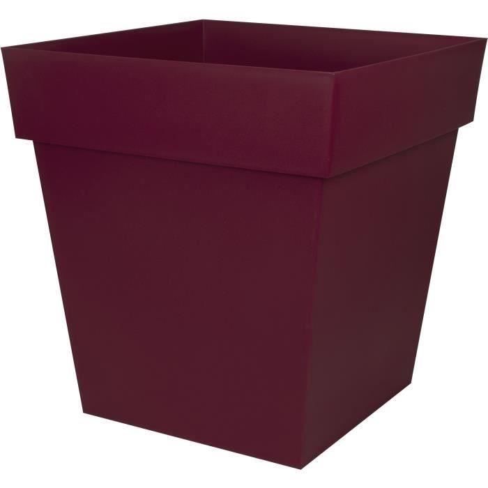 EDA Pot de Fleur Carré TOSCANE 50 cm - Volume 87 L - 49,5 x 49,5 x H.52,5 cm - Rouge bourgogne