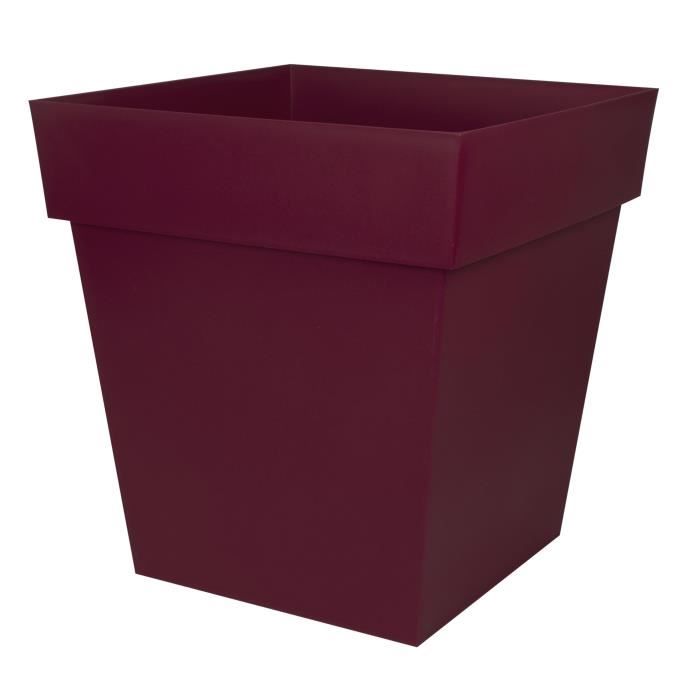 EDA Pot de Fleur Carré TOSCANE 50 cm - Volume 87 L - 49,5 x 49,5 x H.52,5 cm - Rouge bourgogne