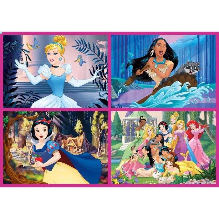 Puzzles Disney Princesses - EDUCA - Multi 4 En 1 - 100-200 pieces - Dessins animés et BD - Rose