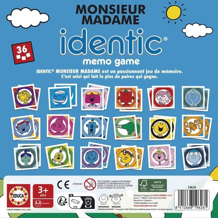 Jeu d'apprentissage - EDUCA - Monsieur Madame - Identic