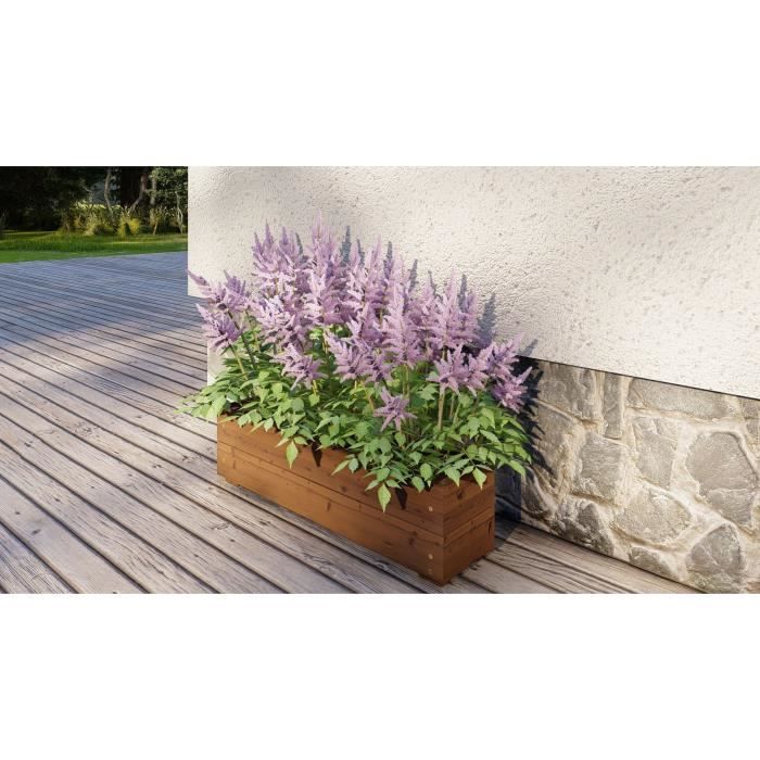 Jardinieres a fleurs EKJU - 75x18xh20 cm - Traitées en autoclave brun