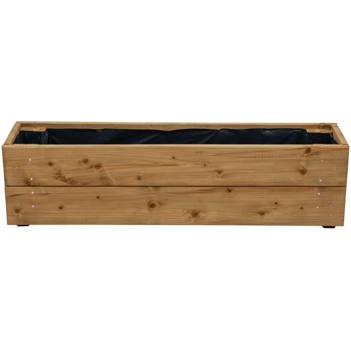 Jardinieres a fleurs EKJU - 75x18xh20 cm - Traitées en autoclave brun