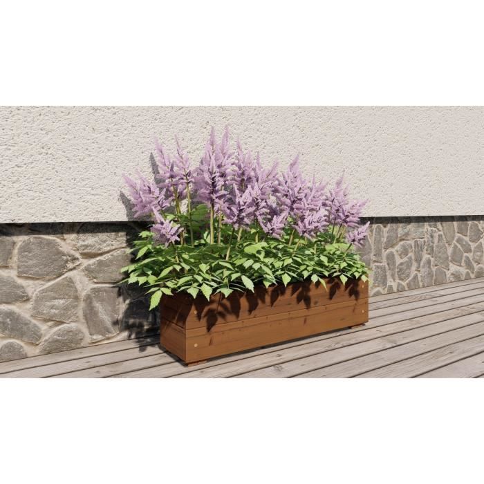 Jardinieres a fleurs EKJU - 75x18xh20 cm - Traitées en autoclave brun