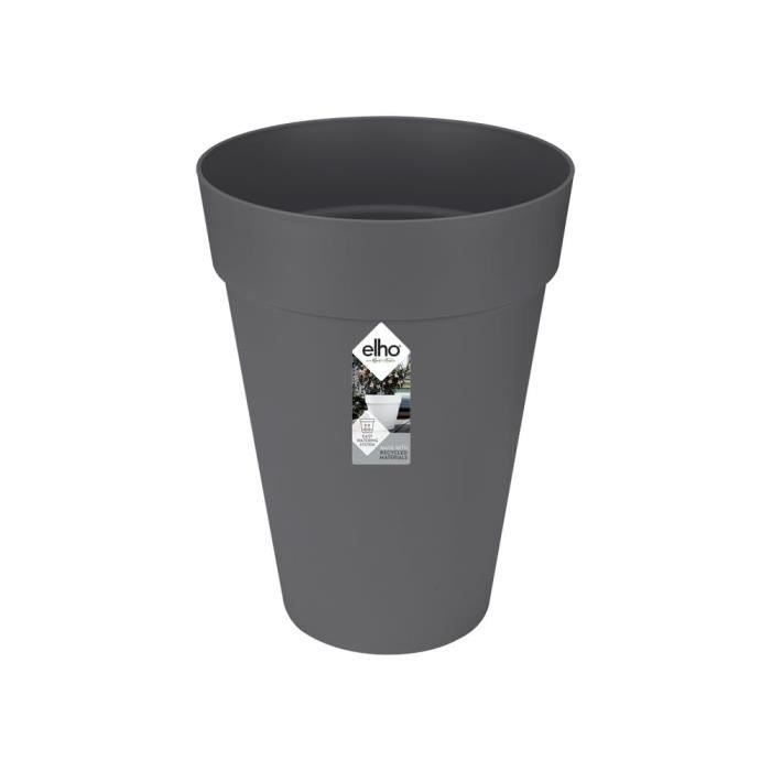 ELHO Loft Urban Pot de fleurs rond Haut 42 - Noir - Ø 42 x H 56 cm - extérieur - 100% recyclé