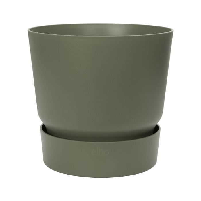 ELHO Pot de fleurs rond Greenville 30 - Extérieur - Ø 29,5 x H 27,8 cm - Vert feuille