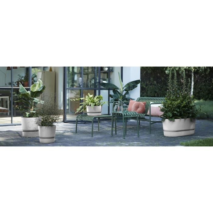 ELHO Pot de fleurs rond Greenville 25 - Extérieur - Ø 24,48 x H 23,31 cm - Gris béton vivant