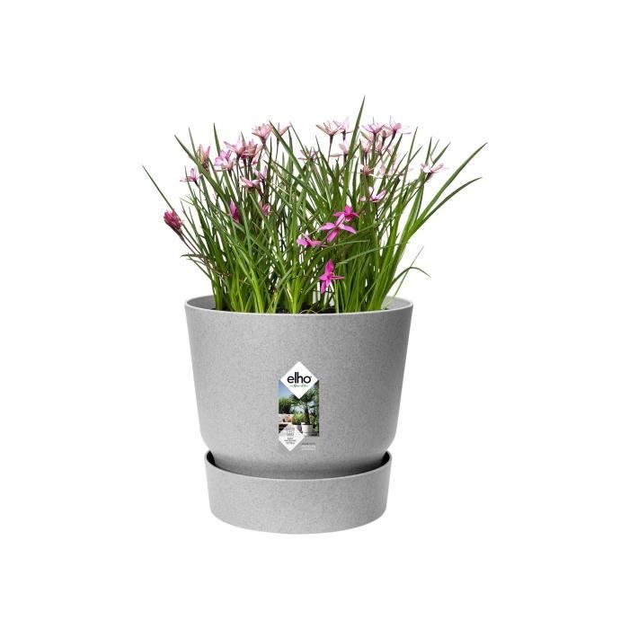 ELHO Pot de fleurs rond Greenville 25 - Extérieur - Ø 24,48 x H 23,31 cm - Gris béton vivant