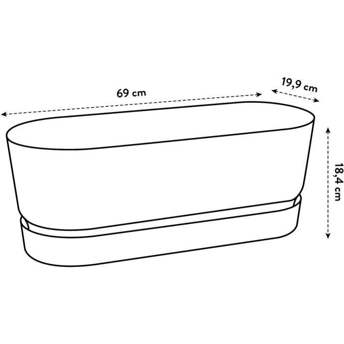 Planteur Ovale GREENVILLE - Plastique - Ø50 - Noir