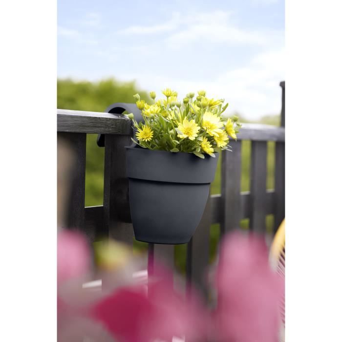 Pot de fleurs ELHO Vibia Campana Easy Hanger Small - Anthracite - Balcon extérieur - L 24.1 x W 20.5 x H 26.5 cm