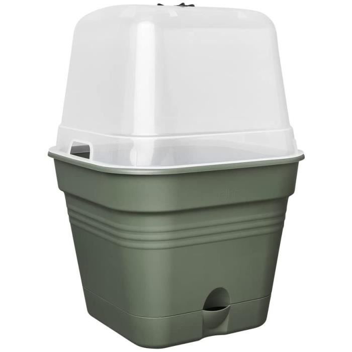 Pot De Fleurs Carré GREEN BASICS - Plastique - Réservoir - Ø20 - Leaf Green