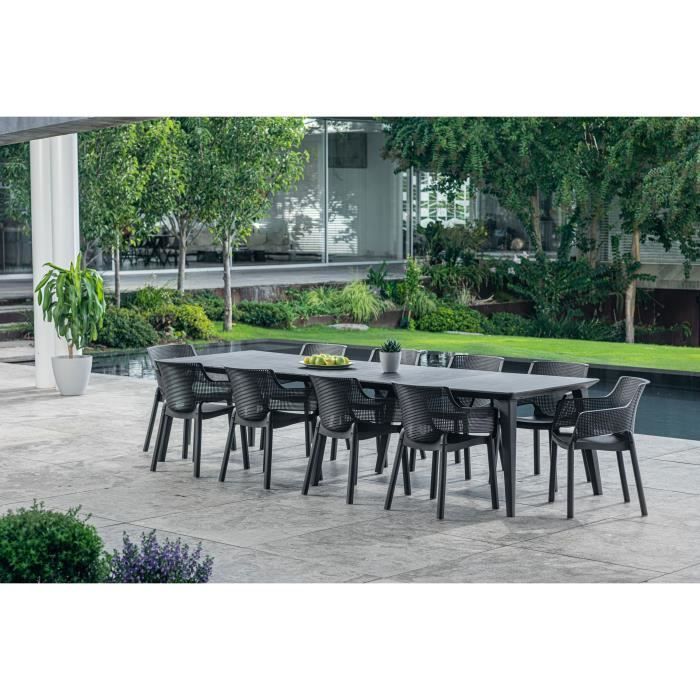 Lot de 6 fauteuils de jardin en résine gris graphite - Allibert by KETER Elisa