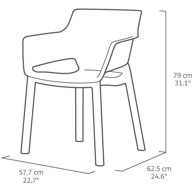 Lot de 6 fauteuils de jardin en résine gris graphite - Allibert by KETER Elisa