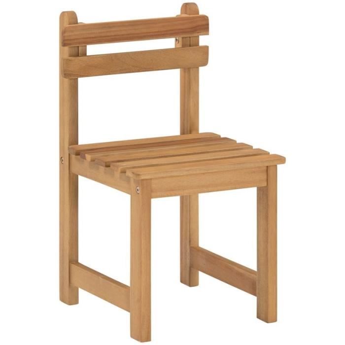 Ensemble repas de jardin pour enfant - 2 personnes - Table carrée 50 x 50 x 50 cm et 2 chaises - Bois Acacia FSC