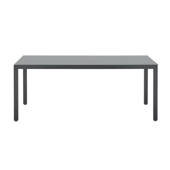 Ensemble repas de jardin : Table 180 cm + 8 chaises - Structure aluminium - Plateau verre trempé - Gris