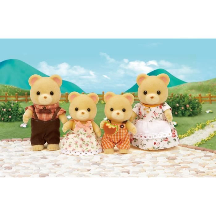 Figurines miniatures - SYLVANIAN FAMILIES - La famille Ours - 4 personnages articulés et habillés avec soin