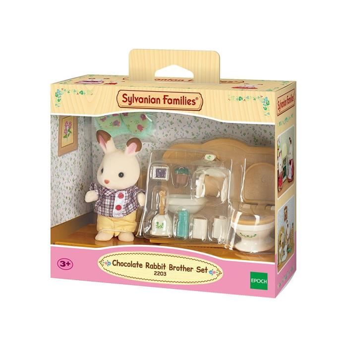 SYLVANIAN FAMILIES - 5015 - Frere Lapin Chocolat et Toilettes - Village - Mixte - 3 ans+