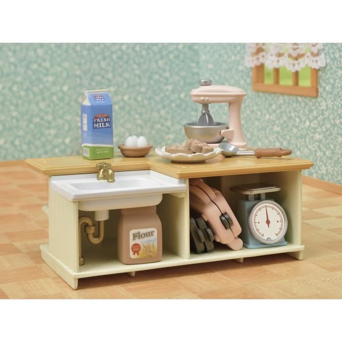 SYLVANIAN FAMILIES - Le meuble de cuisine et accessoires - Blanc - Chine - 3 ans et plus