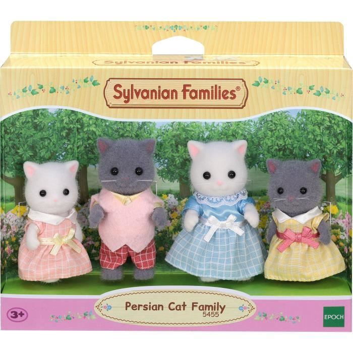 SYLVANIAN FAMILIES - Famille chat persan - 4 personnages articulés et habillés - Pour enfants a partir de 3 ans