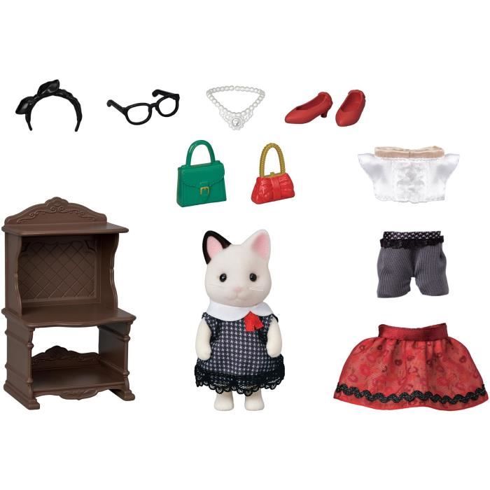 SYLVANIAN FAMILIES - La valisette de mode et grande soeur chat bicolore