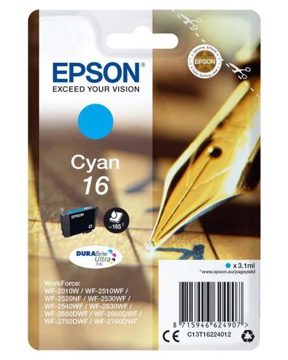 Cartouche d'encre 16 Cyan - EPSON - WorkForce WF-2510WF - Jet d'encre - Epson DURABrite Ultra