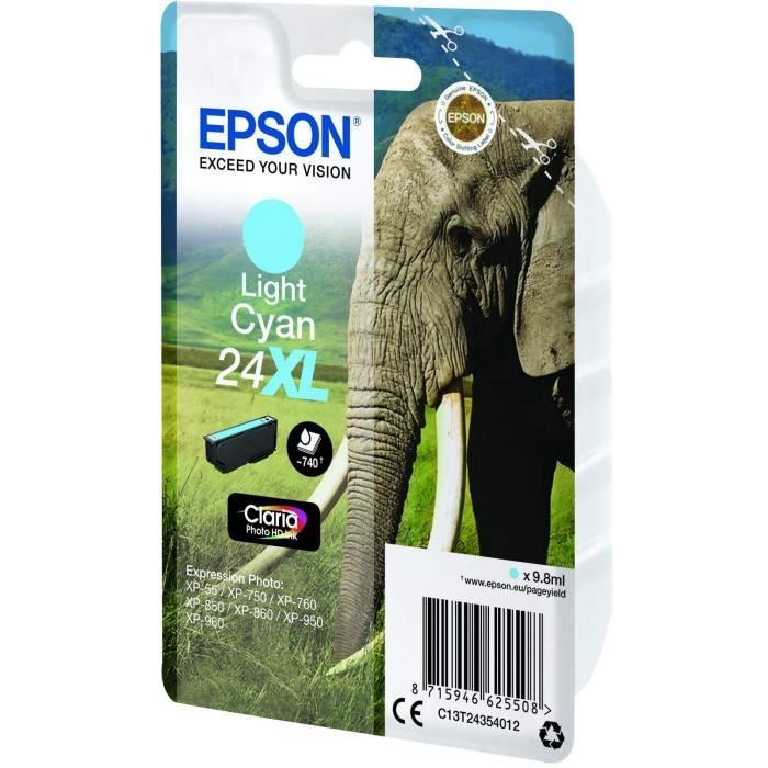 EPSON Cartouche d'encre T2435 XL Cyan Clair - Eléphant  (C13T24354012)