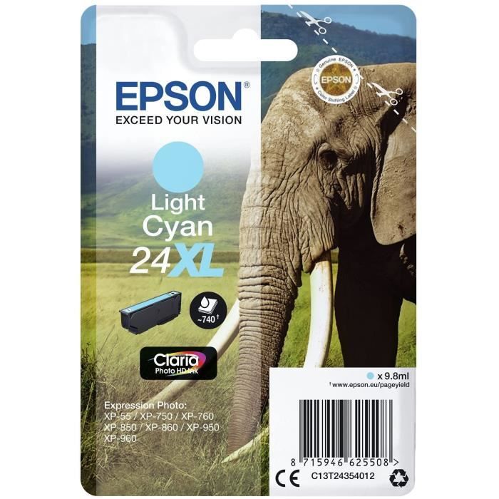 EPSON Cartouche d'encre T2435 XL Cyan Clair - Eléphant  (C13T24354012)