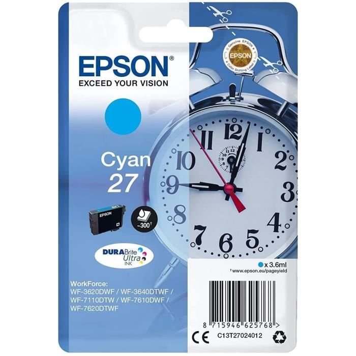 EPSON Cartouche d'encre T2702 Cyan - Réveil (C13T27024012)