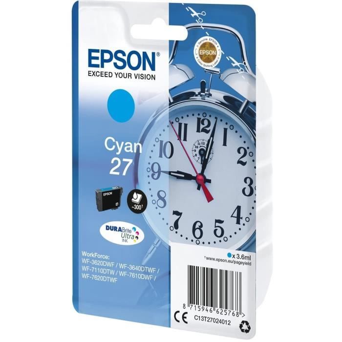 EPSON Cartouche d'encre T2702 Cyan - Réveil (C13T27024012)