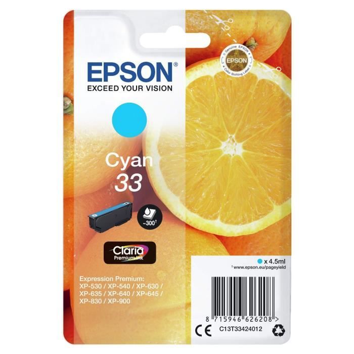 EPSON Cartouche d'encre T3342 Cyan - Oranges (C13T33424012)