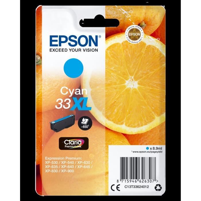 EPSON Cartouche d'encre T3362 XL Cyan - Oranges (C13T33624012)