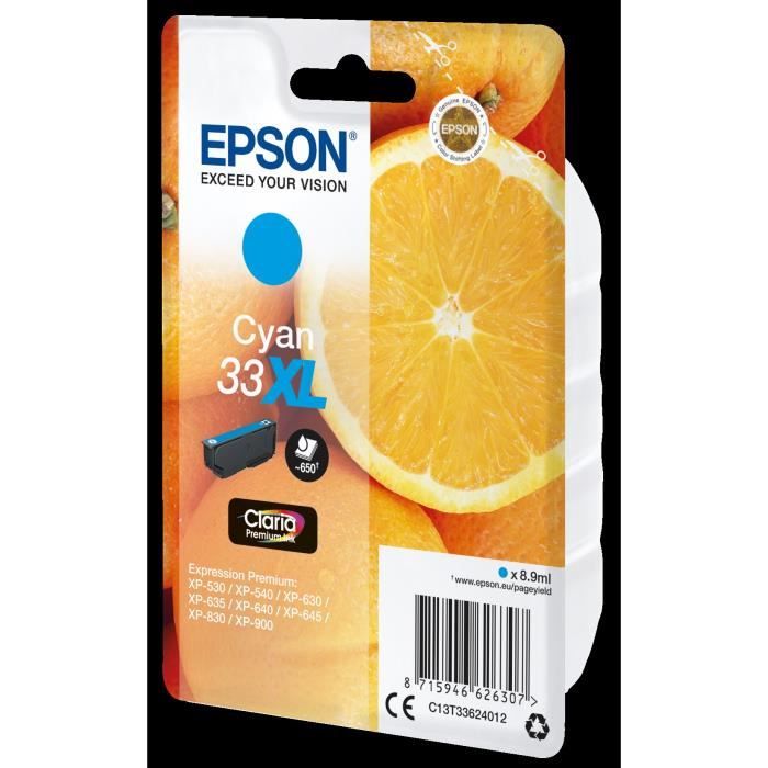 EPSON Cartouche d'encre T3362 XL Cyan - Oranges (C13T33624012)