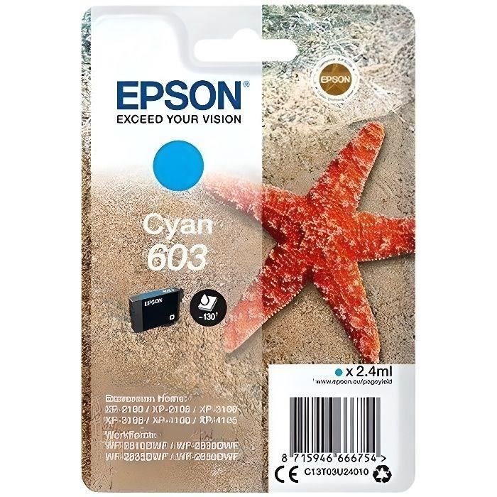 EPSON Cartouche d'encre 603 Cyan - Etoile de mer (C13T03U24010)