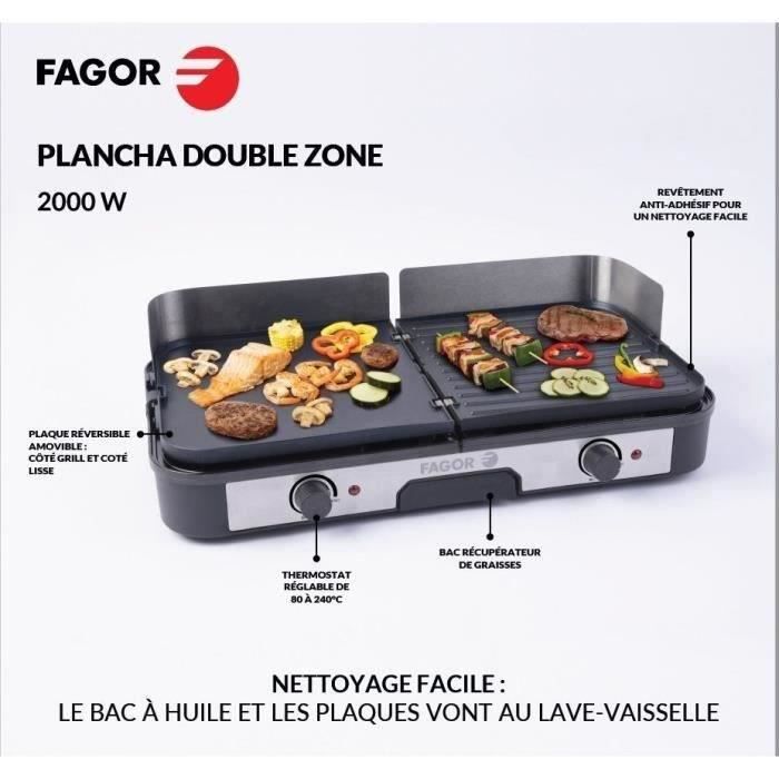 Plancha électrique - FAGOR - FG823 - Plancha Inox Extra Large - 2000 W