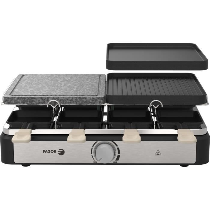 Raclette / Grill - FAGOR - FGRG8 - 8 personnes - Pierre de Cuisson - 1400W - Thermostat réglable