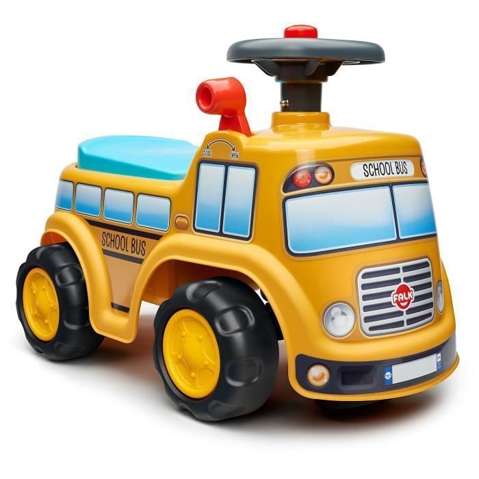 Porteur - FALK - School Bus - Assise ouvrante - Volant directionnel - Des 12 mois - 100% Fabriqué en France