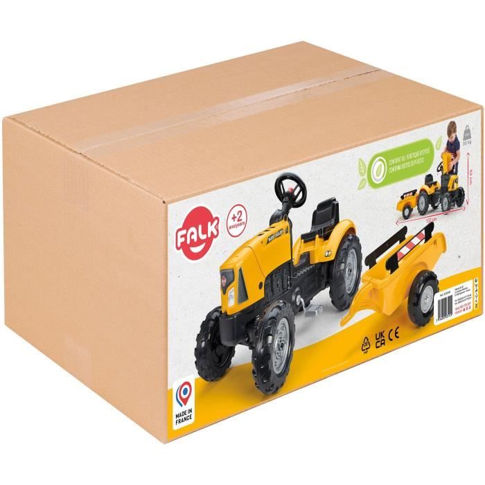 Tracteur a pédales FALK SuperBuilder - capot ouvrant et remorque - pour enfants de 2 a 5 ans