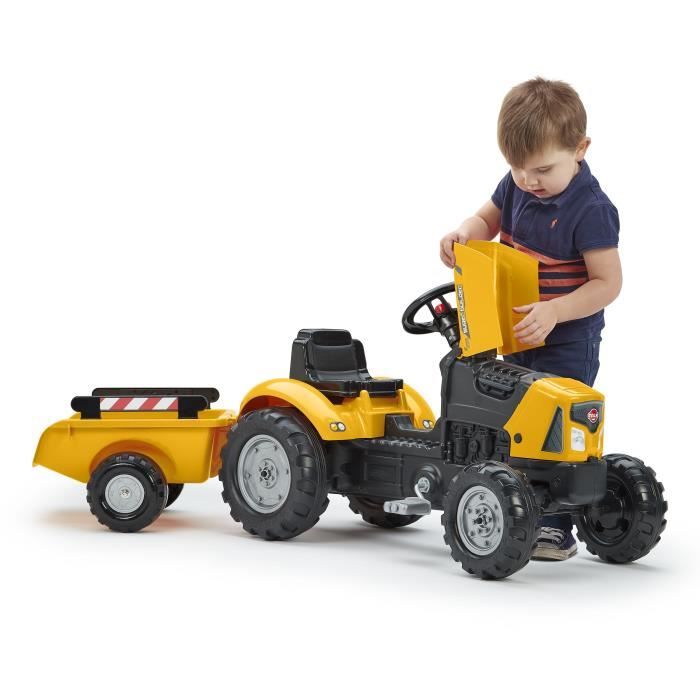 Tracteur a pédales FALK SuperBuilder - capot ouvrant et remorque - pour enfants de 2 a 5 ans