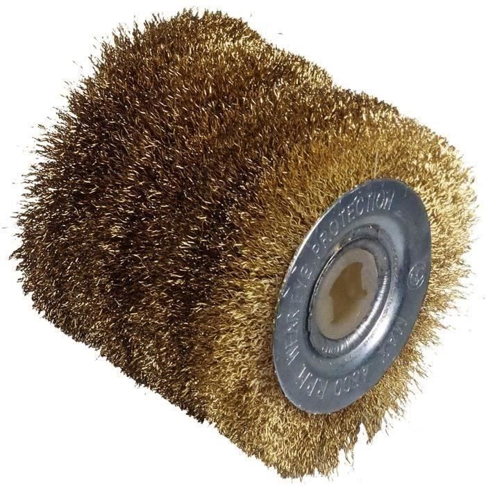 Brosse métallique large - fil laitonné de 0,3mm - Ø60mm - L60mm